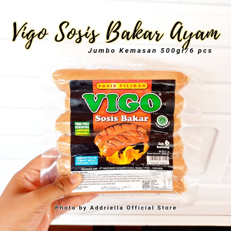 

ADDRIELLA Vigo Sosis Bakar Jumbo 500gr/Isi 6pcs | Vigo/Frozenfood/Frozenfood Murah