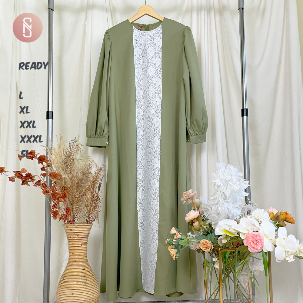 Myshawl Halima Gamis Brukat Crinkle Jumbo Big Size Uk M XL XXL XXXL 5L LD 94 100 110 120 130 140-2