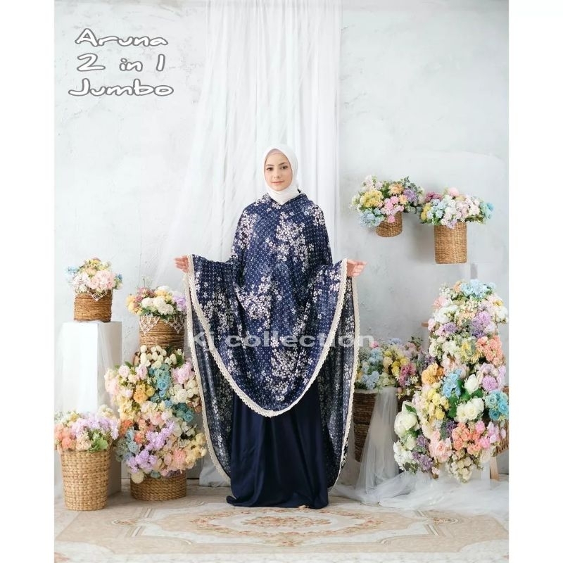 mukena dewasa rayon 2 in1 aruna jumbo free tas