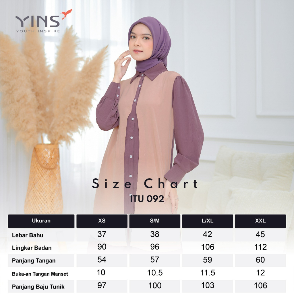 Inspire ITU 92  Bahan Youryu mix Carina Tunik Casual OOTD Kekinian Simple Elegant BISA COD