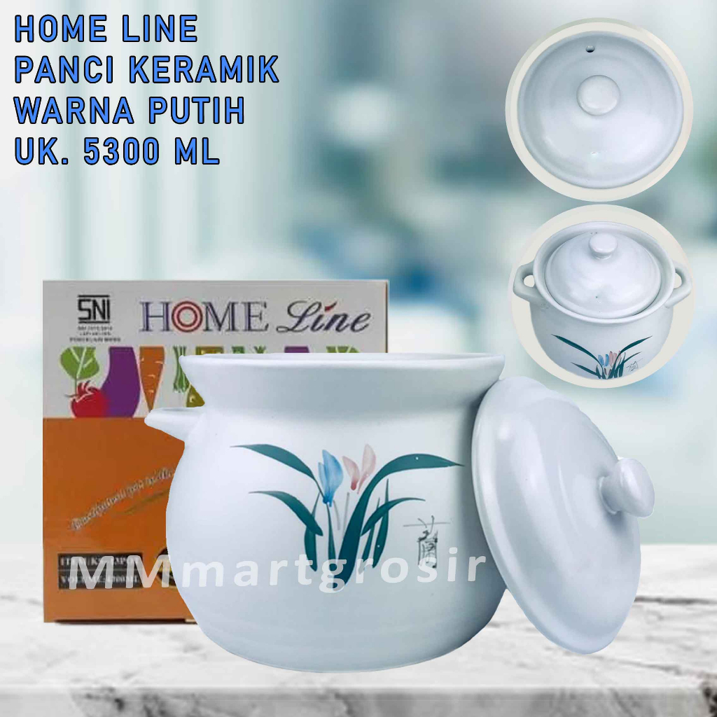 Home Line / Panci keramik / Warna putih / 5300 ml