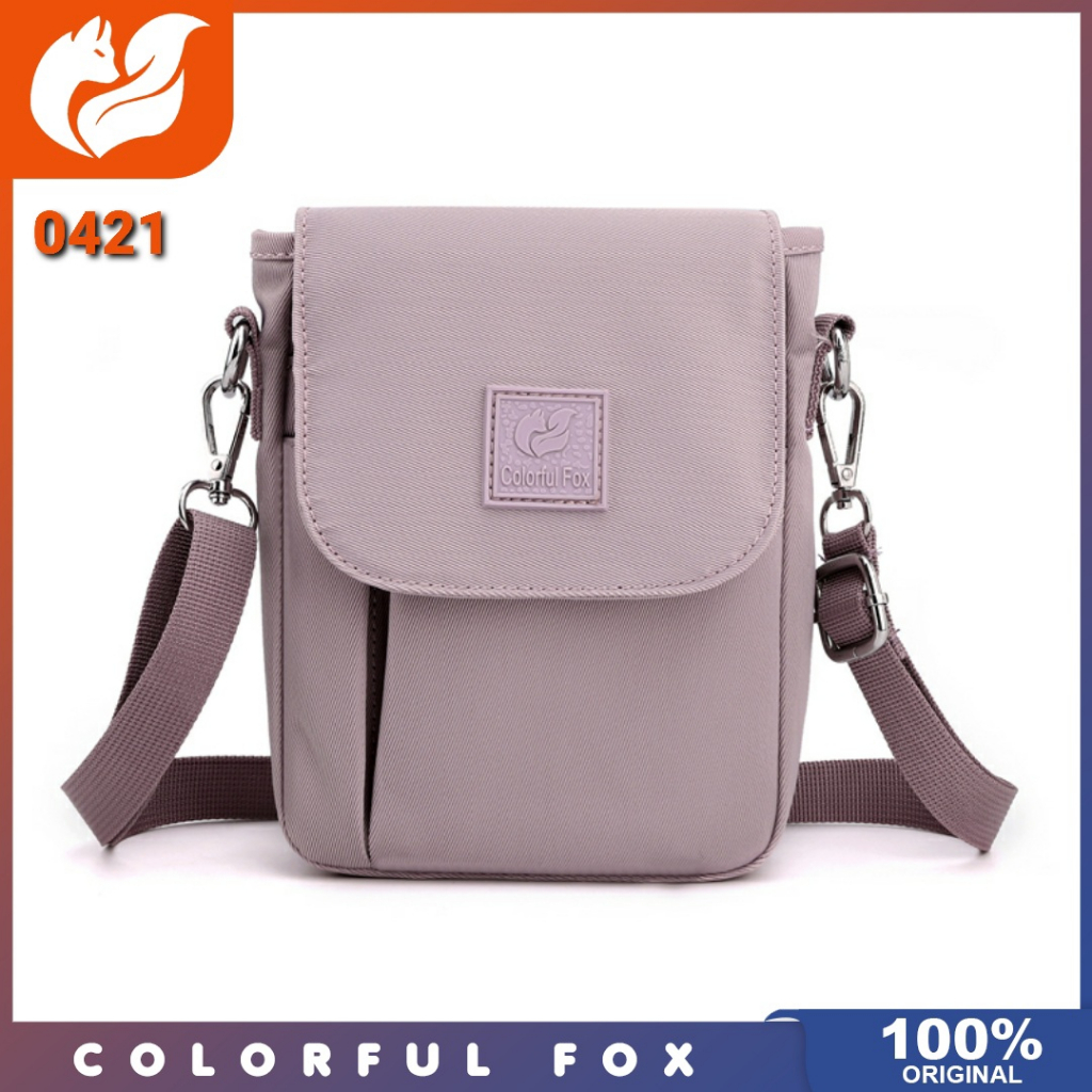 Colorful fox ori - Tas selempang wanita Colorful Fox 0421 nilon anti air tas selempang remaja