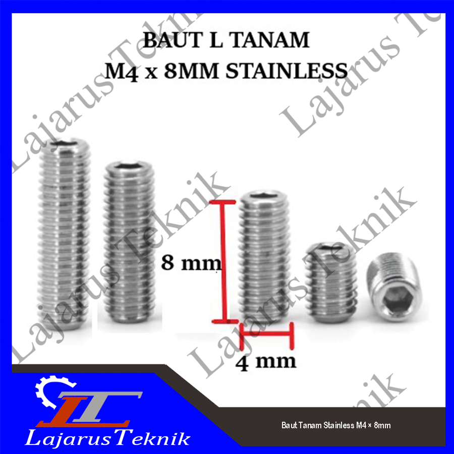 Baut Tanam Stainless M4 × 8mm