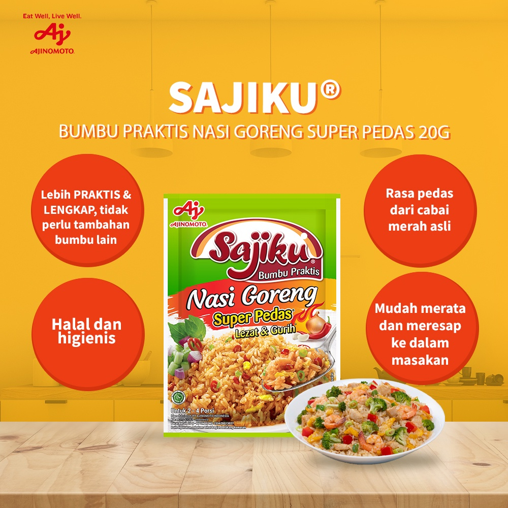 (JSO) AJINOMOTO SAJIKU NASI GORENG RASA AYAM 20gr / NASI GORENG RASA PEDAS / bumbu instan sajiku nasi goreng