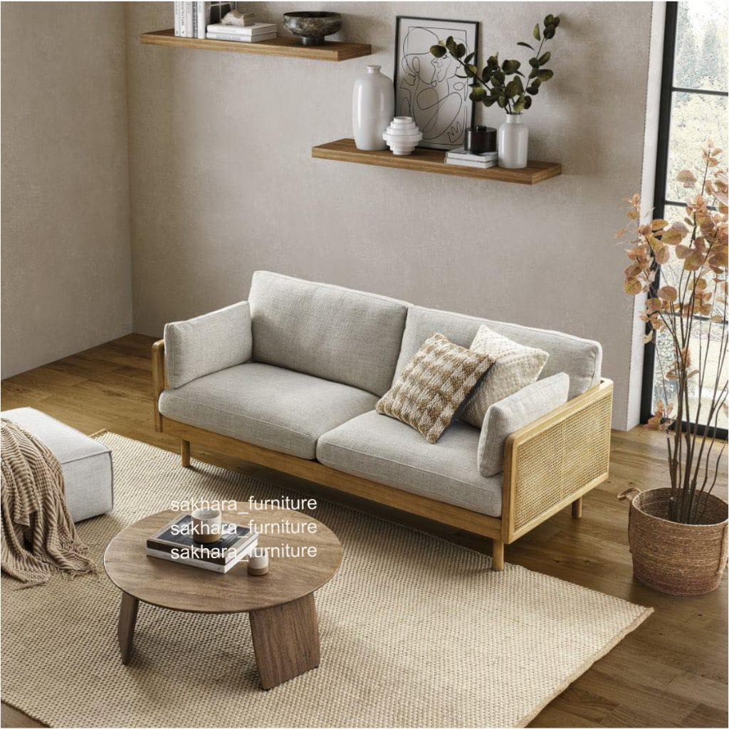 Sakhara Furniture Sofa ruang tamu terbaru kombinasi rotan  Sofa keluarga minimalis 2023