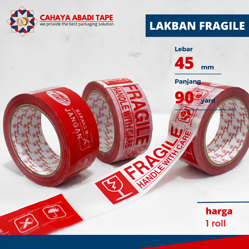 

LAKBAN FRAGILE MIX MERAH PUTIH BODHI 45MM X 90YARD #PER PCS#