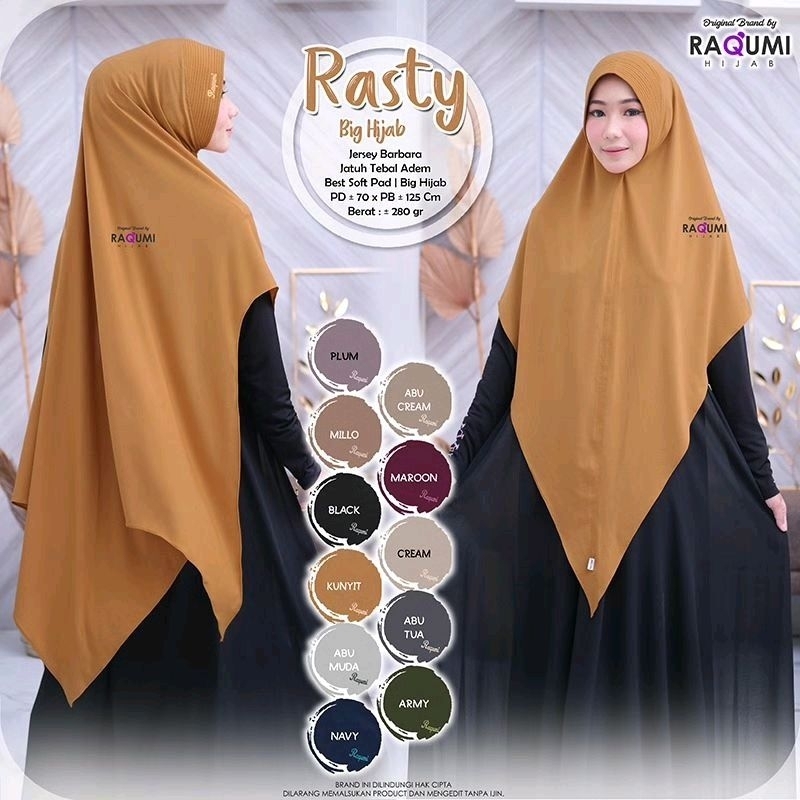 Rasty big hijab original Raqumi // khimar jersey long // best soft pad // khimar jumbo