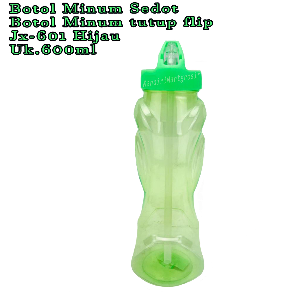 Botol minum * Botol minum tutup flip * botol plastik  jx-601 * warna Hijau  600ml