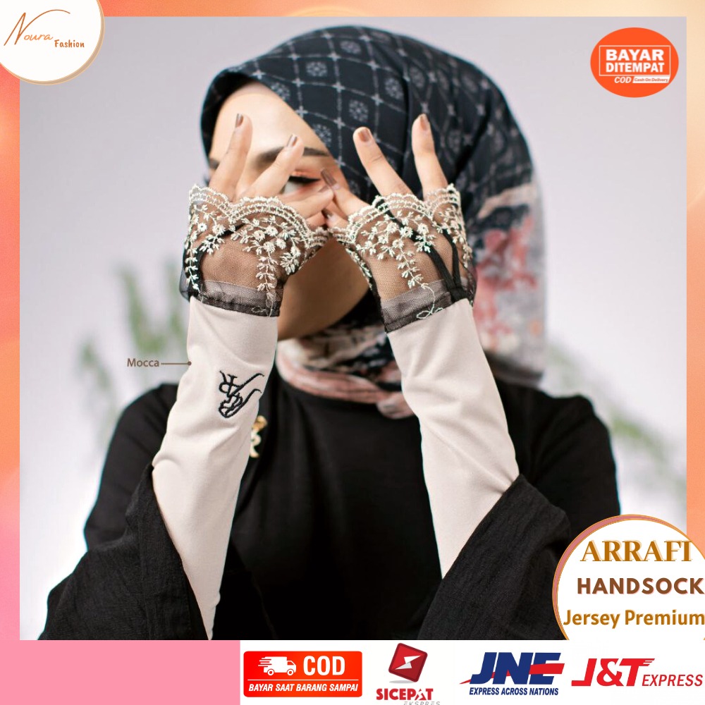 Handsock ARRAFI / Kaus Tangan Untuk Haji dan Umroh / Sarung Tangan Variasi Kain Tile Cantik