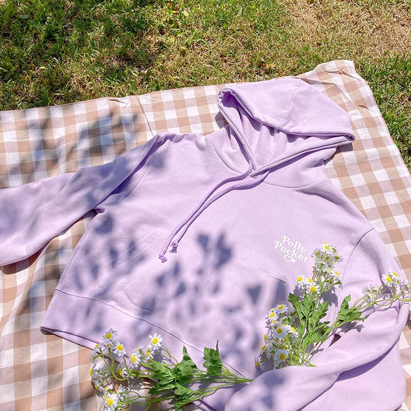 [COD] Sweater Wanita Polly Pocket Crop Hoodie [ Last Stock ]
