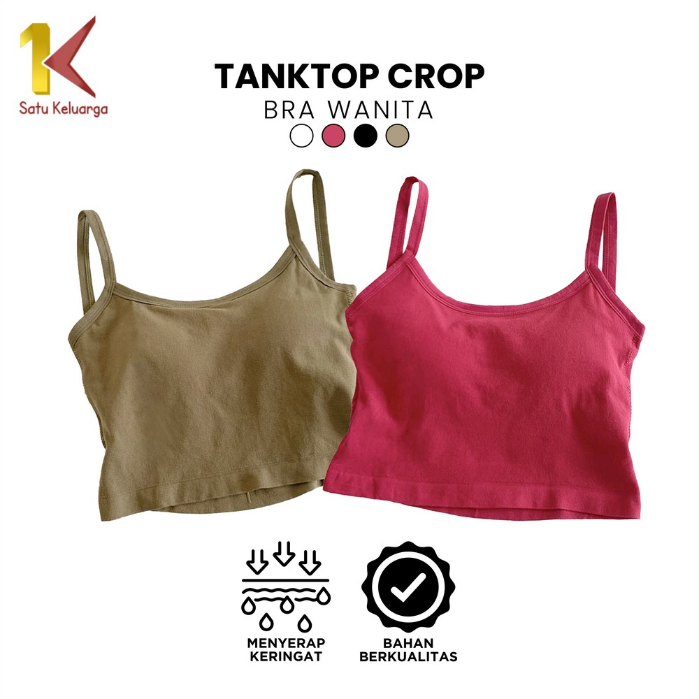 Satu Keluarga Tanktop Wanita Polos Basic With Cup Bra P299 Atasan Tank Top Tali Silang Belakang / Te