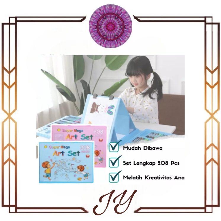 (JY) Crayon Anak Pengasah 208pcs Set Alat Menggambar Melukis Anak-anak Crayon Cat Air Pensil BEST SELLER