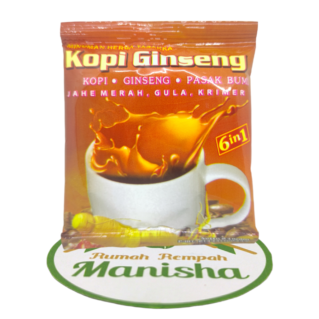 Minuman Herba Kopi Gingseng Pasak Bumi Jahe Merah 6 in 1 Tazakka Sachet 23gr