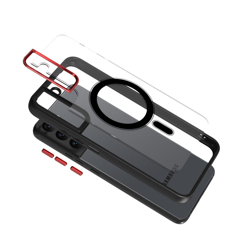 Case Magsafe Black Clear Case For Samsung S23 S22 Ultra S23 S22 Plus S23 S22 Magnetic Charing Black Red - Black Rainbow