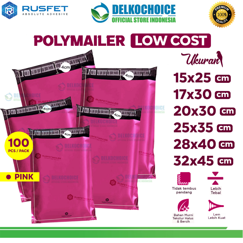 

Plastik Polymailer PINK Pack LOW COST Amplop Packing Polimailer Rusfet