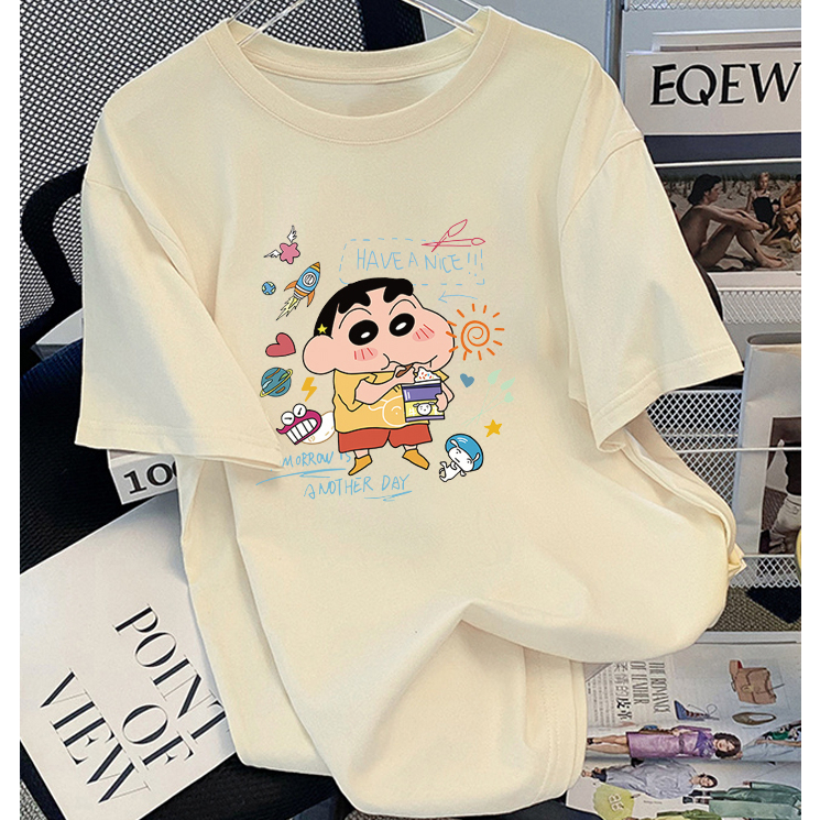 T Shirt Korean Style Crayon Shin-chan Kaos Oversize Baju Wanita Kekinian Fashion