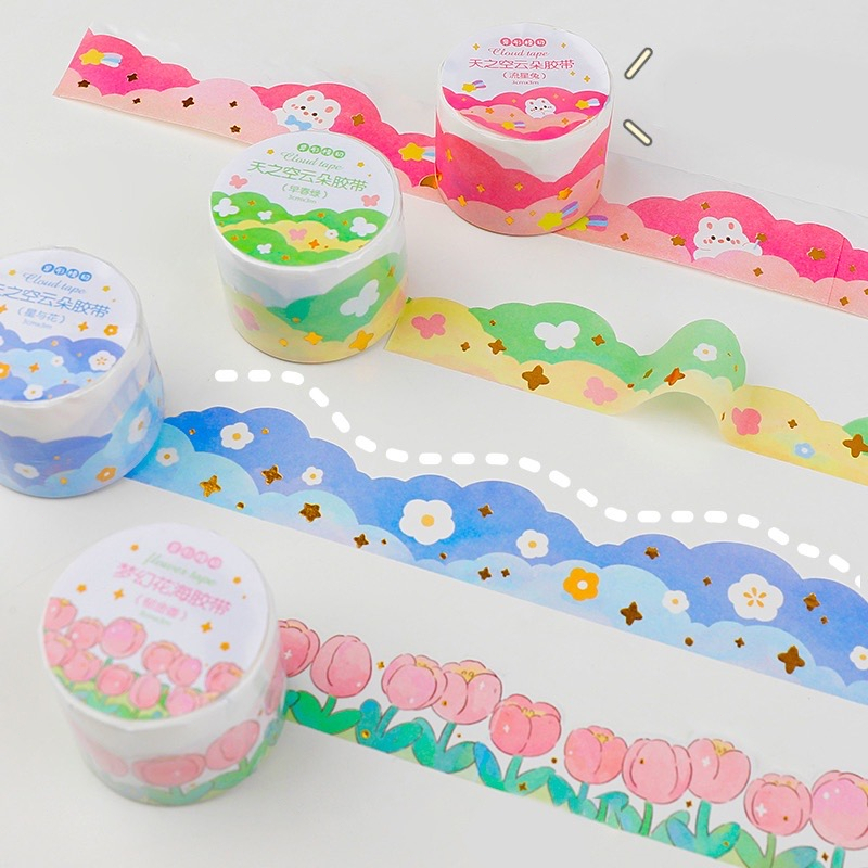 

COD✨Stiker Kertas / Selotip Washi Gambar Awan / Ombak Kreatif Untuk Dekorasi Scrapbook DIY/Pita Pelekat Kartun Lucu-Yinmer