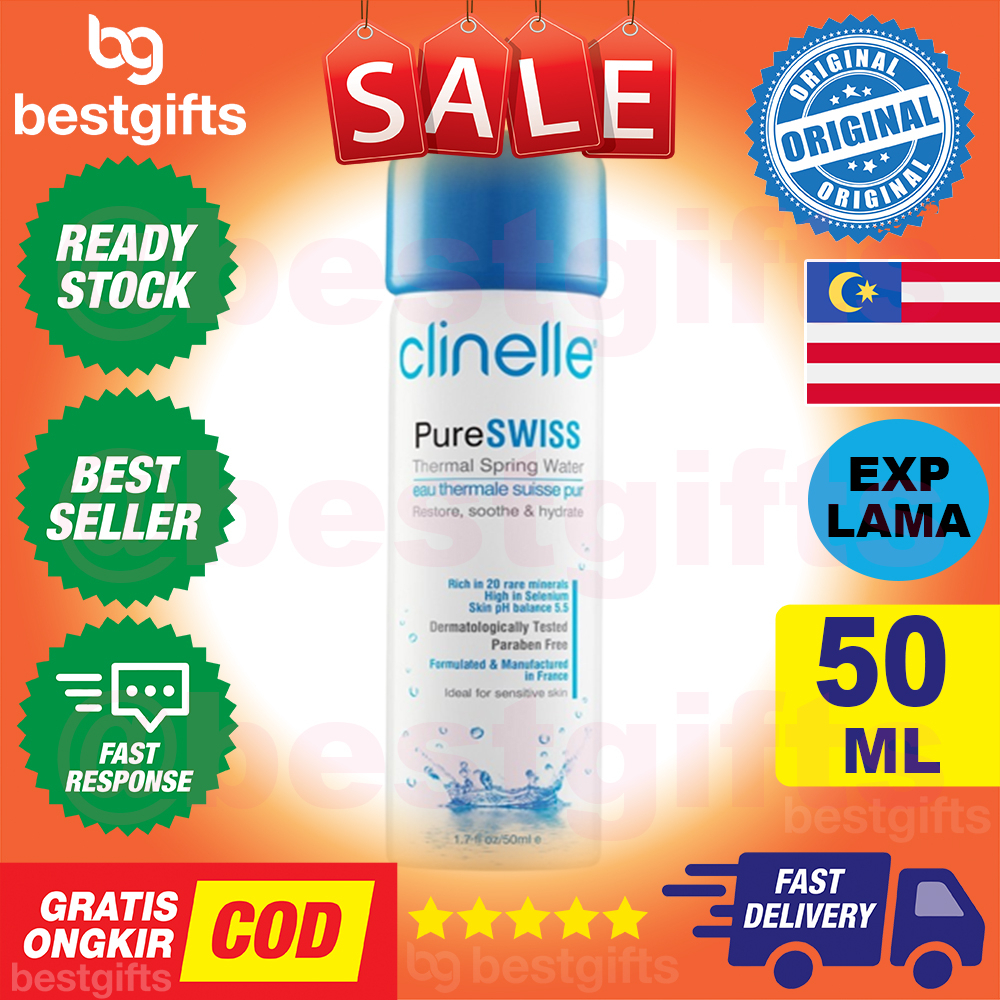 CLINELLE PURESWISSE THERMAL SPRING WATER FACE MIST UNTUK SEMUA JENIS 50 ML