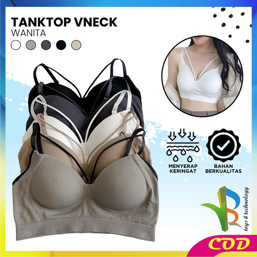 RB-P297 Tank Top Bra Wanita V-Neck Ada Cup Bra / Tank Top Crop Sexy Atasan Pakain Dalam Wanita Tangtop Bra Import