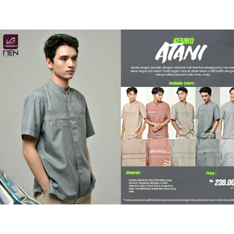 KEMKO ATANI RABBANI - BAJU KOKO ATANI RABBANI - BAJU KOKO RABBANI LENGAN PENDEK - KEMEJA KOKO LENGAN