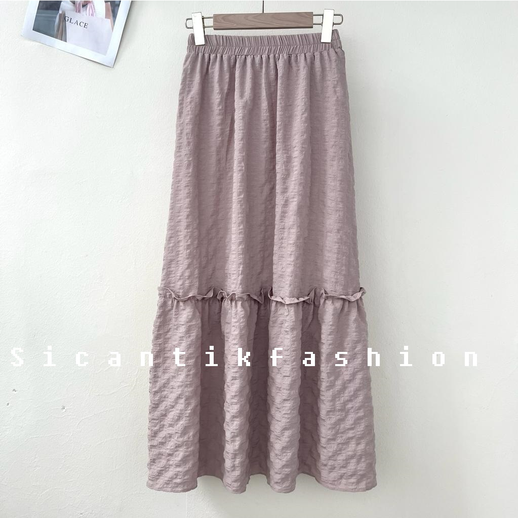 Rok Polos Wanita Crinkle Import / Skirt Cewek Korean