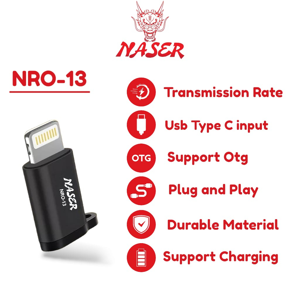 NASER OTG USB TYPE C TO LIGHTNING NRO-13 / Adaptor Converter Type C to Lightning / Connector Usb