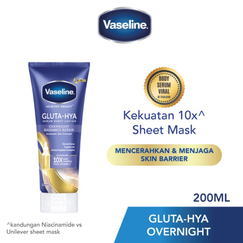 VASELINE HEALTHY BRIGHT GLUTA-HYA 200ml OVERNIGHT 100% ORIGINAL THAILAND