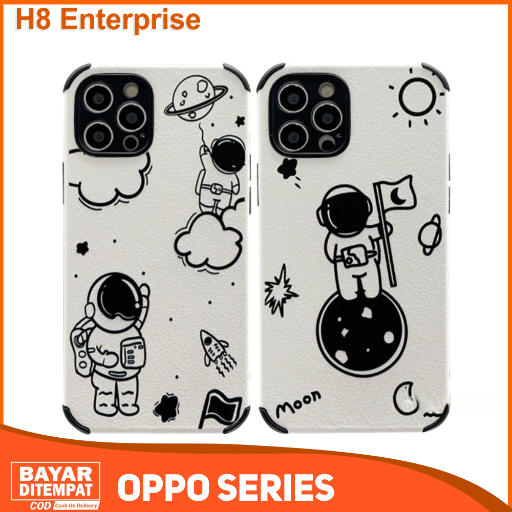 Case Oppo F9 A57S A1K A5 A3S A5S A5 2020 A7 A9 2020 A11K A12 A15 A15S A16 A16S  A17 A57 Casing Astronot White Black TPU