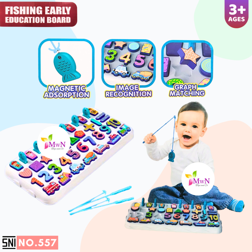 MWN Mainan Pancingan Fishing Early Education Board 3in1 No.557