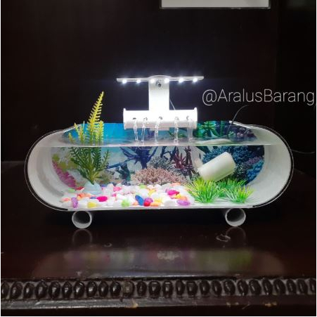 Aquarium Mini Fullset Dengan Pompa Dan Filter / Aquarium Akrilik Fullset