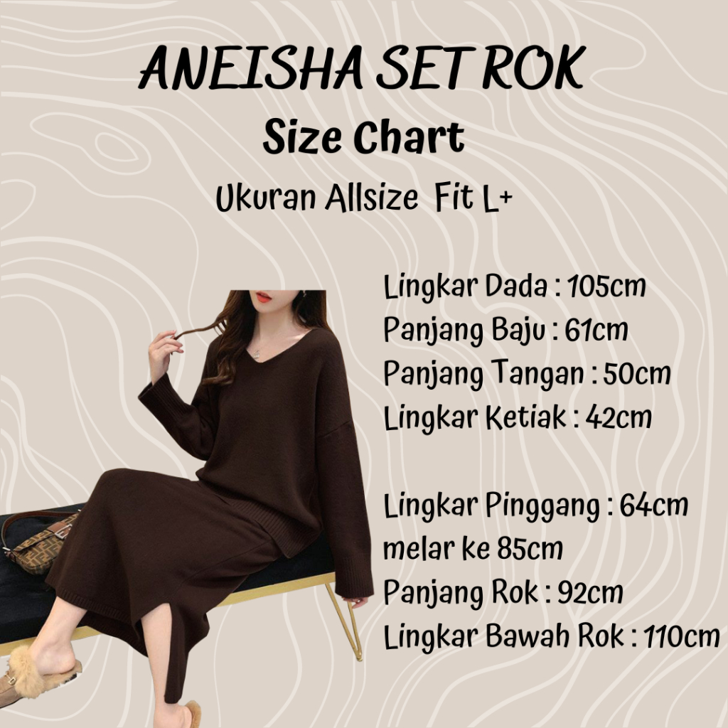 Setelan Rok Aneisha Oneset Blouse dan Rok Rajut 7get Terbaru 2023 Kekinian Korean Style Fashion Muslim Wanita Dewasa Knit