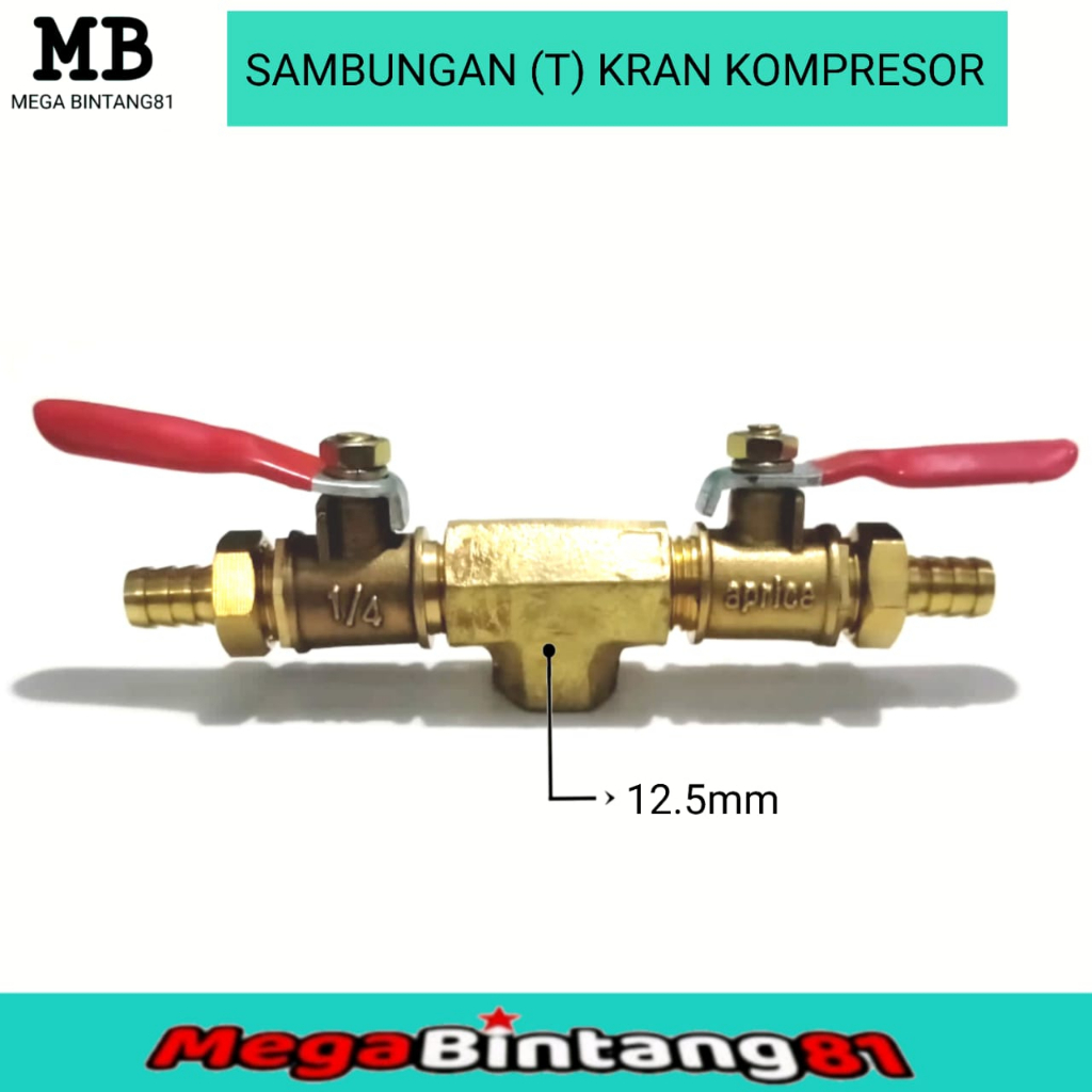 Kran kompresor angin 1/4 cabang T kran selang kompresor angin cabang 3