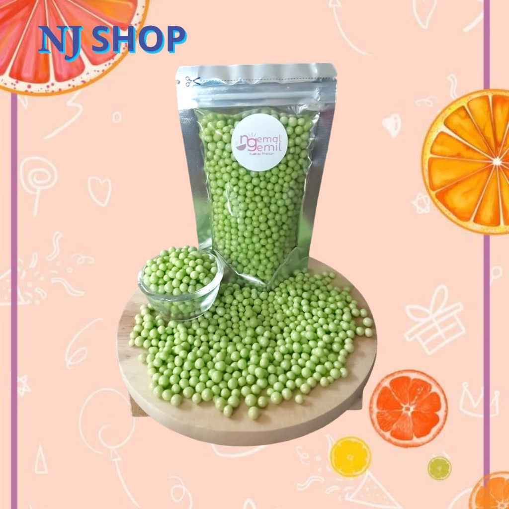 

[Coklat Original] - Pouch Chocoball Green Melon Sprinkle Bola Hijau Topping Donut Kue Bolu Kuaitas Premium