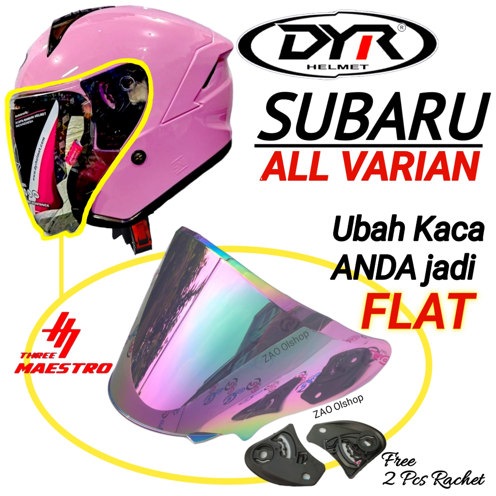 Kaca Helm DYR SUBARU Visor open venom FLAT kaca datar nyaman by Three Maestro helmet untuk dyr subaru terbaru halfface half face fisor datar iridium revo irridium tm2