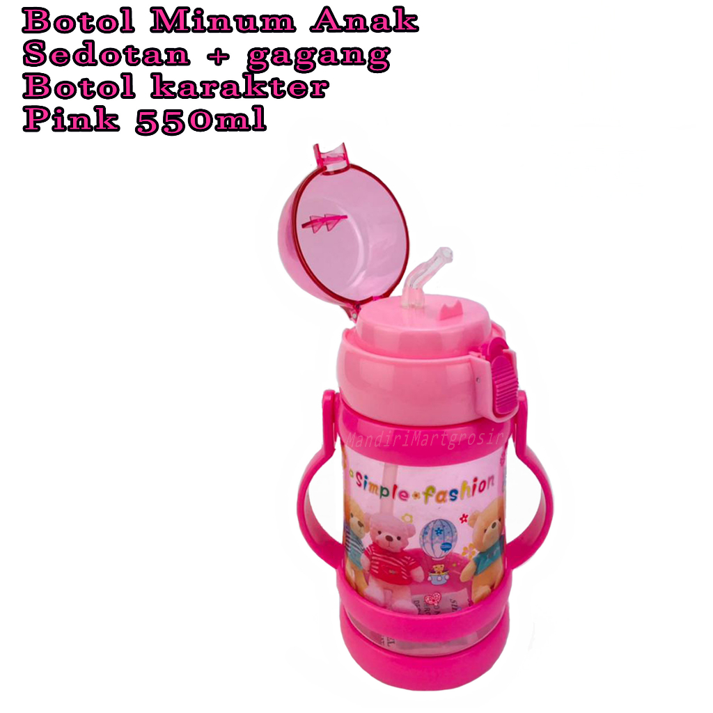 Botol Sedotan &amp; Gagang* Botol Minum Anak* Botol Karakter* 550ml