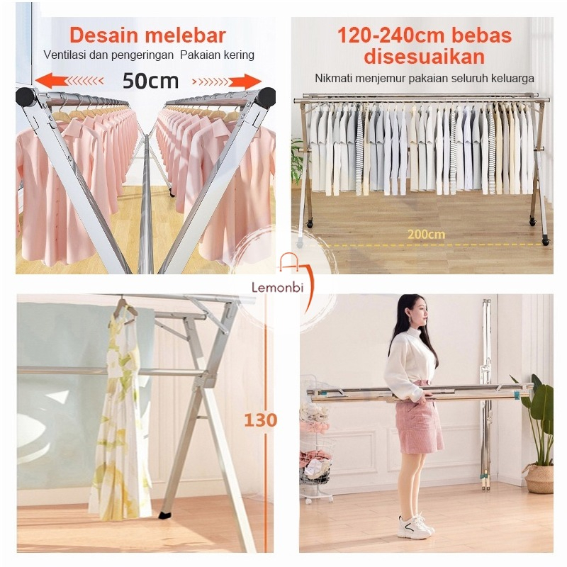 home Jemuran Baju /Jemuran/ Jemuran baju stainless steel/Jemuran Pakaian 240cm jemuran hanger /jemuran baju lipat