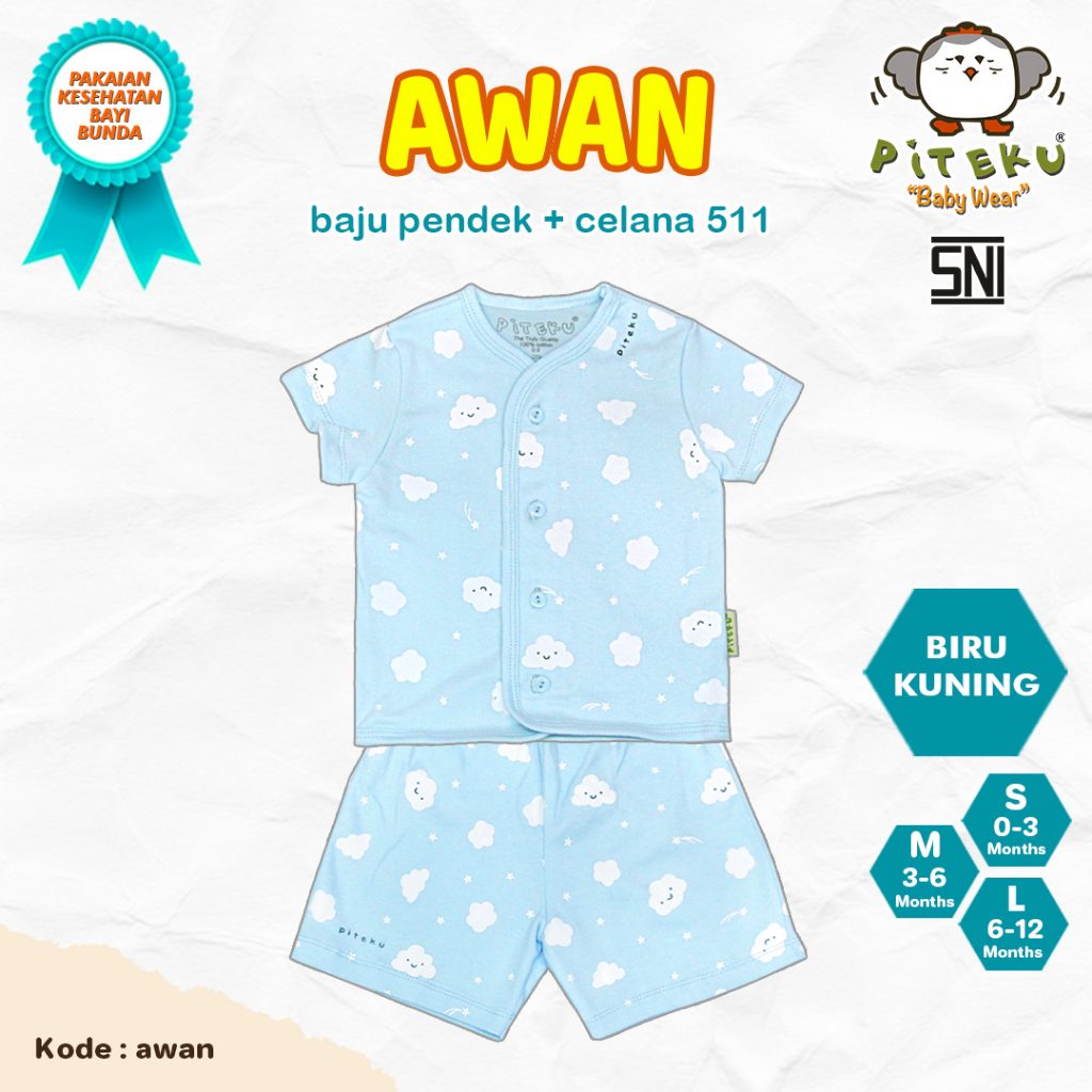 PITEKU SETELAN LENGAN PENDEK MOTIF AWAN C511 UK.L