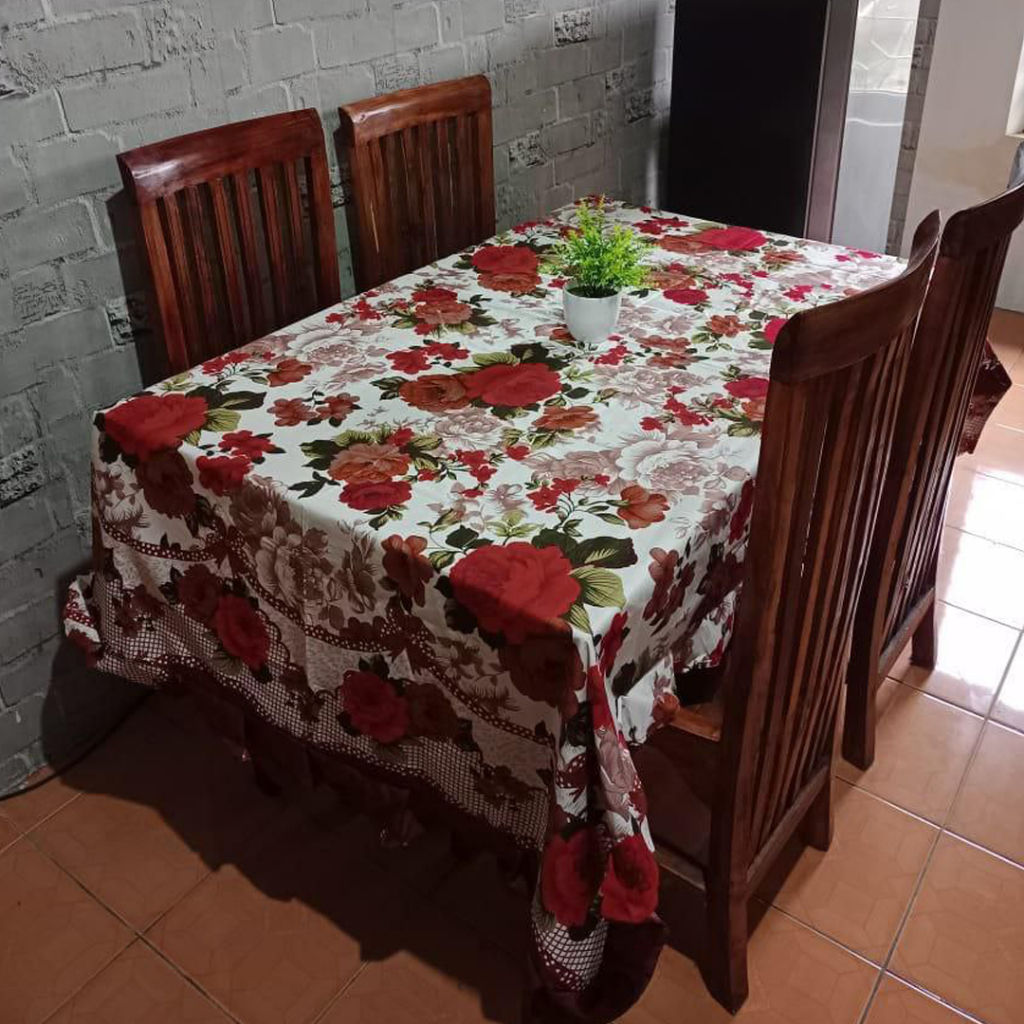 [✅COD] Taplak Meja Makan 6 kursi 140x220 Kain Katun Model Rumbai Aneka Motif Perlengkapan Dekorasi Dapur Rumah