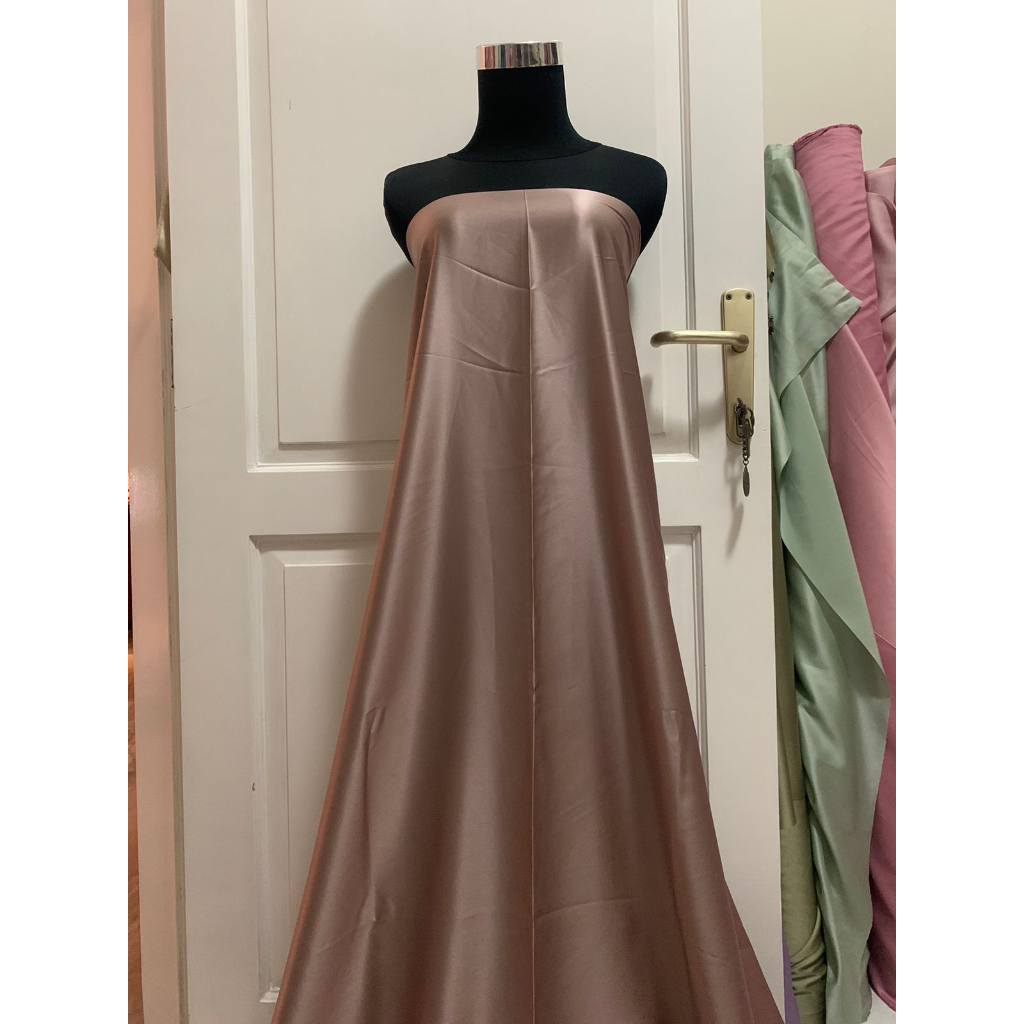 Bahan Satin Maxmara Silk Lux Premium Meteran Mewah Warna Hazelnut