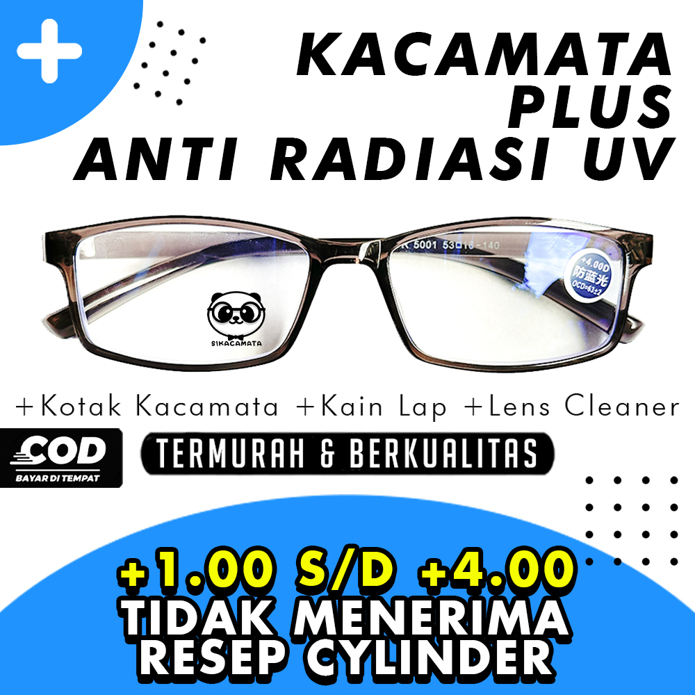 Kacamata Baca PLUS ANTI RADIASI UV Hp, Laptop, Gadget  +1.00 s/d +4.00 Korea Fashion pria &amp; wanita