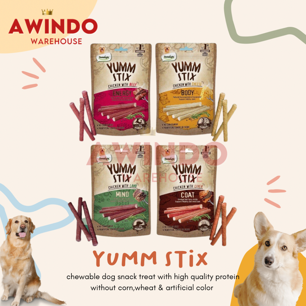 YUMM STIX - Yumm Dentalight Cemilan Snack Anjing Dog Treats 50gr
