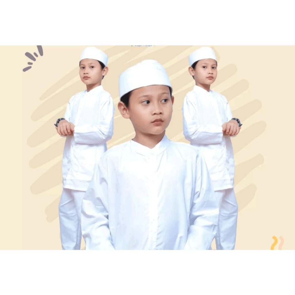 koko anak putih manasik haji bonus peci seragam sekolah baju ngaji putih cod bayar di tempat