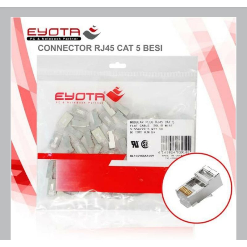 Konnektor Rj45 Cat5 Eyota Besi /Metal isi 50 pcs