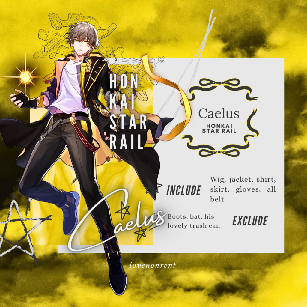 Honkai Star Rail Caelus Costume Cosplay Rental Fullset (Kostum Cosplay Honkai Star Rail Caelus Sewa 
