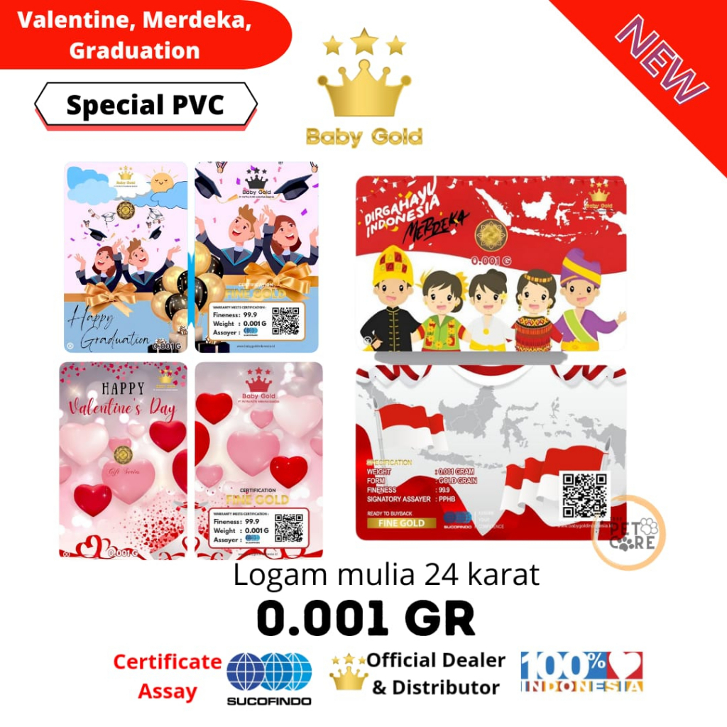 BABY GOLD edisi GRADUATION'S | VALENTINE | IMLEK | TEACHER DAY  0.001 Gram Logam Mulia Emas Mini 24 karat