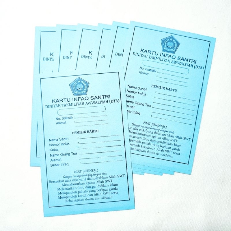 

Kartu Infaq Santri DTA - TK - TPA Al-Qur'an