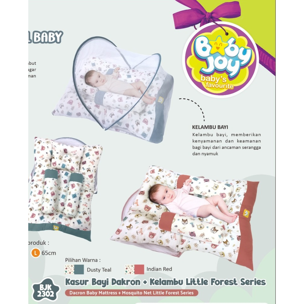 [2 kg] Baby Joy Kasur Lipat Bayi Dakron + Kelambu Little Forest Series - BJK 2302