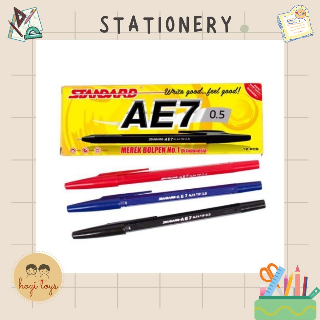 

Pulpen Standard AE7 Eceran Bolpen Tinta Hitam Biru Merah