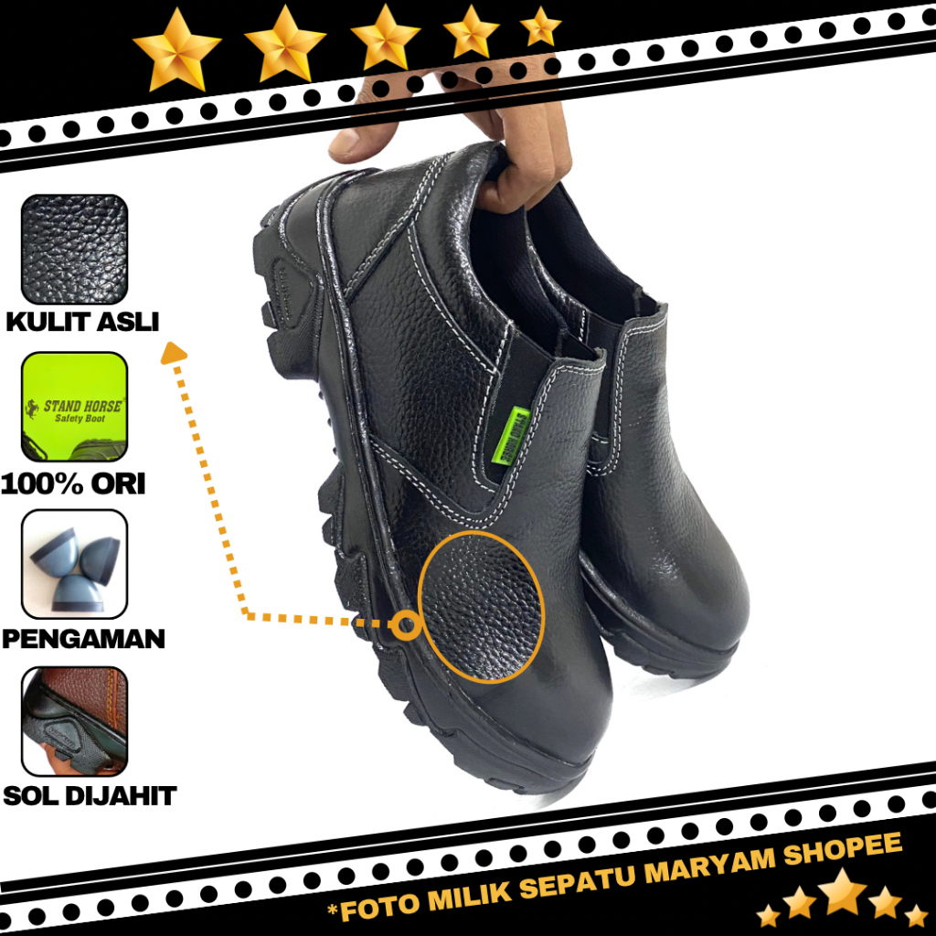 Sepatu Safety Pendek Pria Ujung Besi Kulit Sapi Asli Safety Shoes Pria Wanita Sepatu Sefty Septy COD