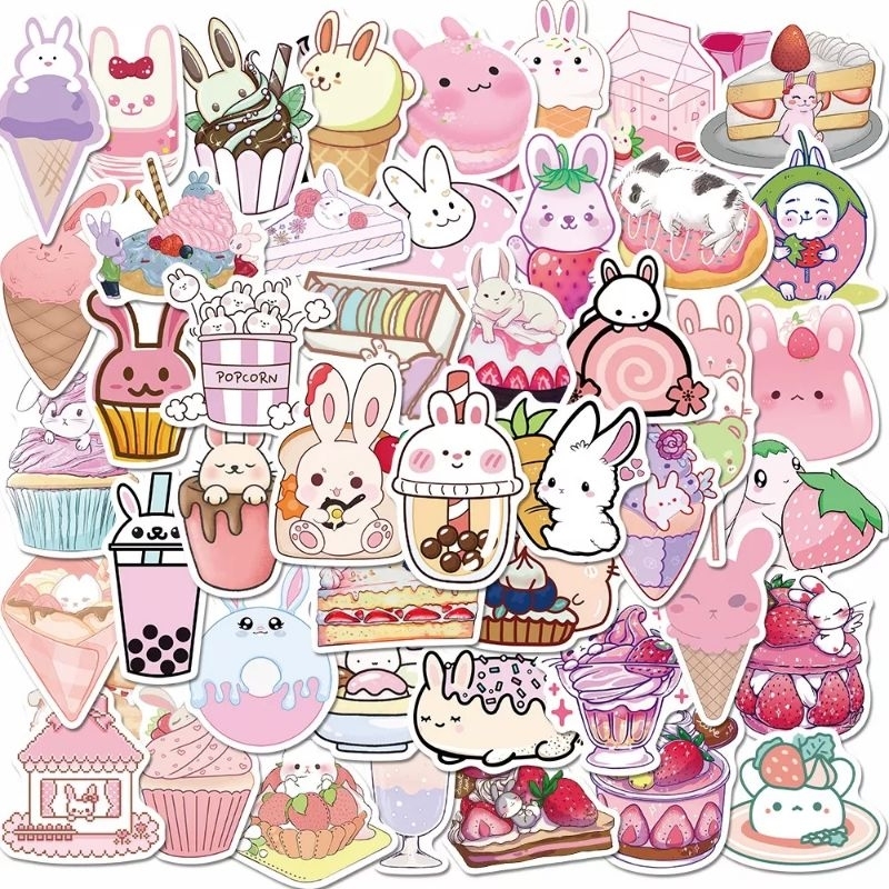 

12pc Stiker Kelinci Desert Bunny Sticker Deco Scrapbook Journal Diary Reward Anak Laptop Graffiti